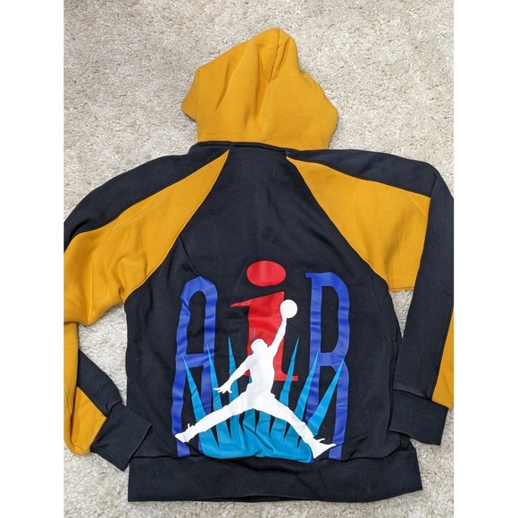 Nike AIR JORDAN Pullover Hoodie Youth LG Spell out Sz small yellow black - Picture 1 of 4
